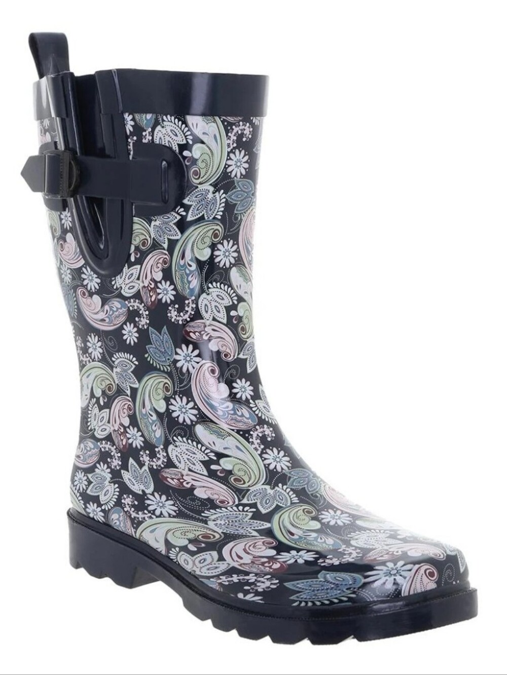 Capelli Multicolored Ornate Paisley Mid-Calf Rain Boot Size 8